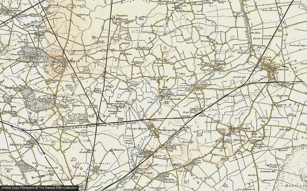 Old Map of Kirk Bramwith, 1903 in 1903