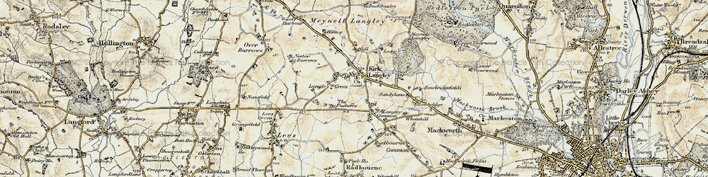 Old map of Kirk Langley in 1902