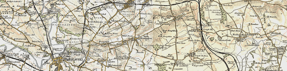 Old map of Kirk Merrington in 1903-1904