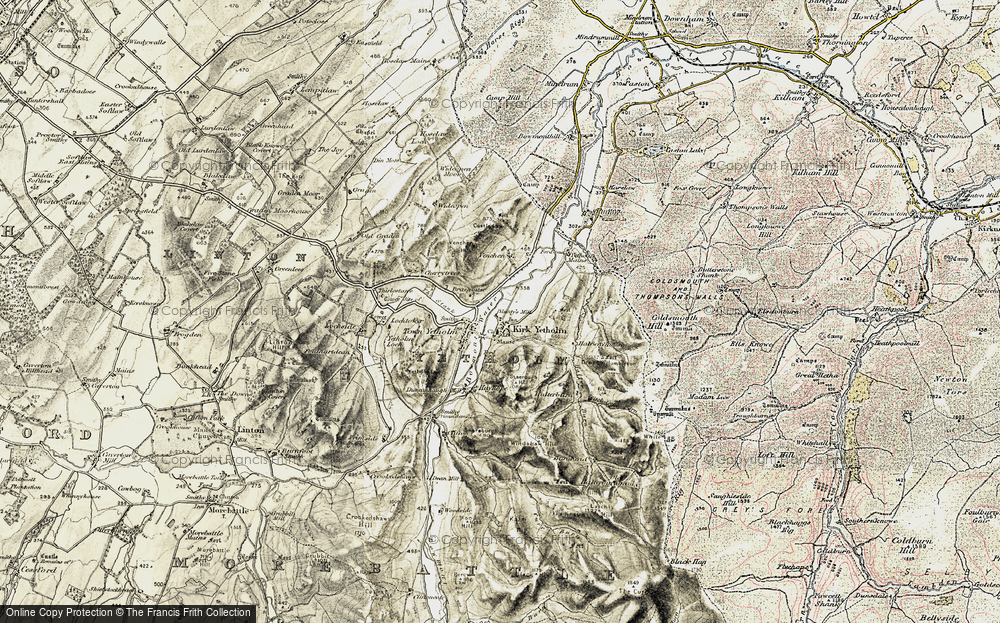 Old Map of Historic Map covering Bowmont Water in 1901-1904