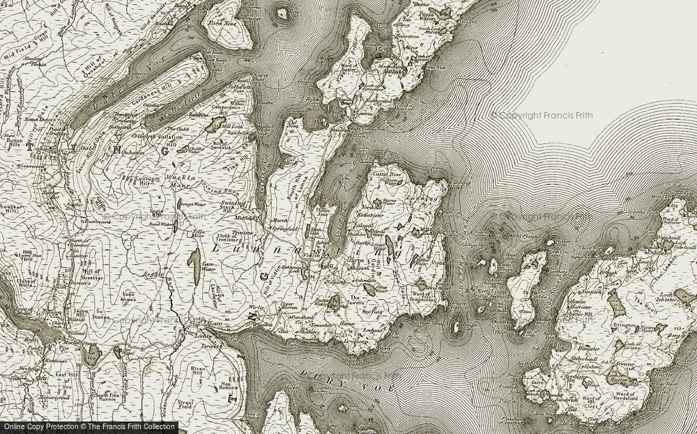 Old Map of Kirkabister, 1912 in 1912