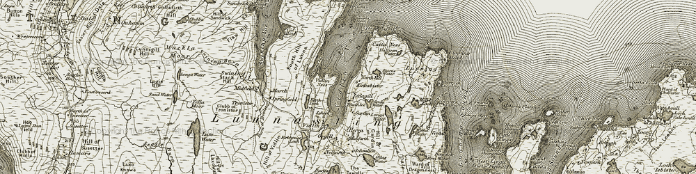 Old map of Kirkabister in 1912