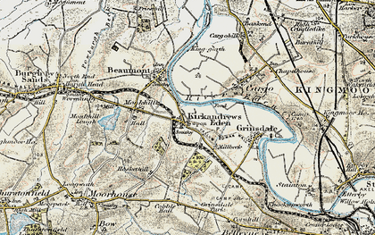 Old map of Kirkandrews-on-Eden in 1901-1904