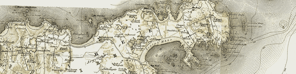 Old map of Kirkapol in 1906-1907