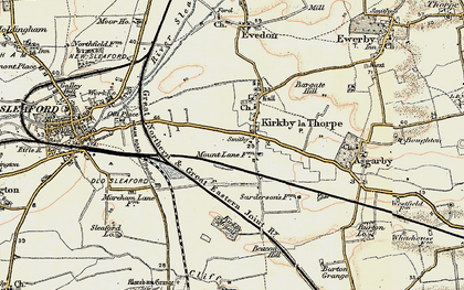 Old map of Kirkby la Thorpe in 1902-1903