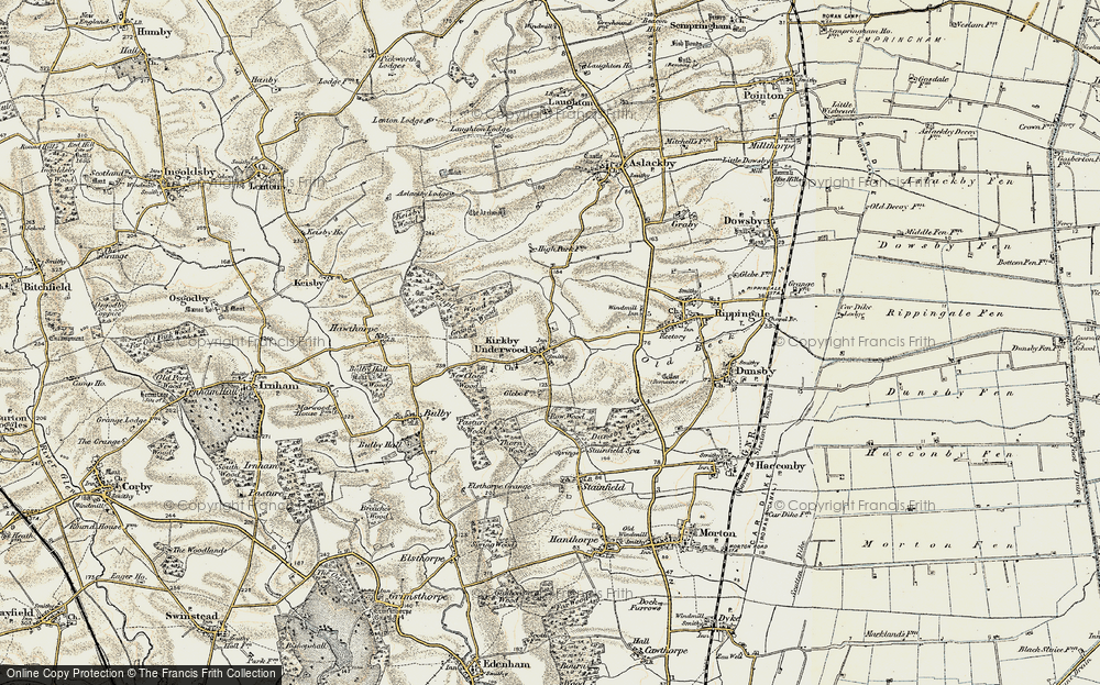 Old Map of Kirkby Underwood, 1902-1903 in 1902-1903