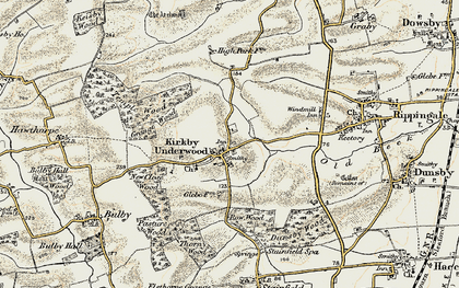 Old map of Kirkby Underwood in 1902-1903
