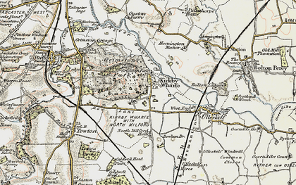 Old map of Kirkby Wharfe in 1903