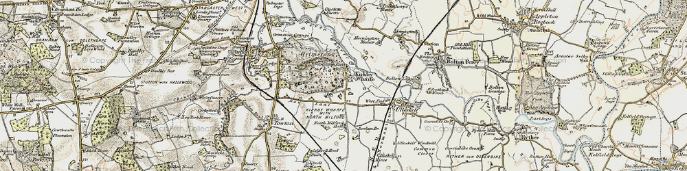 Old map of Kirkby Wharfe in 1903