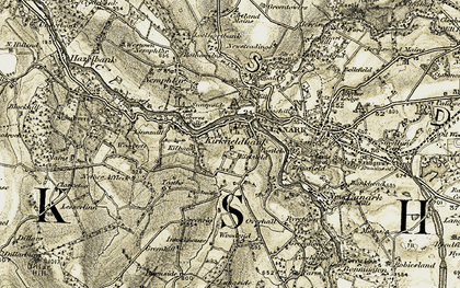 Old map of Kirkfieldbank in 1904-1905