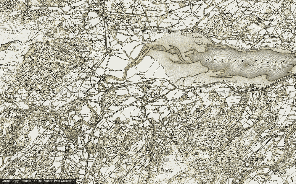 Old Map of Historic Map covering Achnagairn in 1908-1912