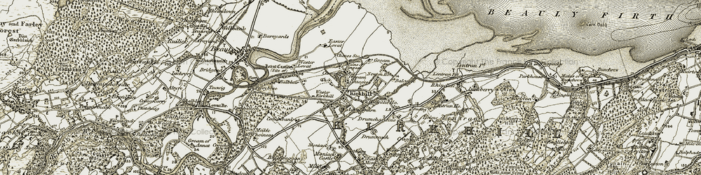 Old map of Achnagairn in 1908-1912