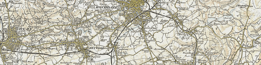 Old map of Kirkholt in 1903