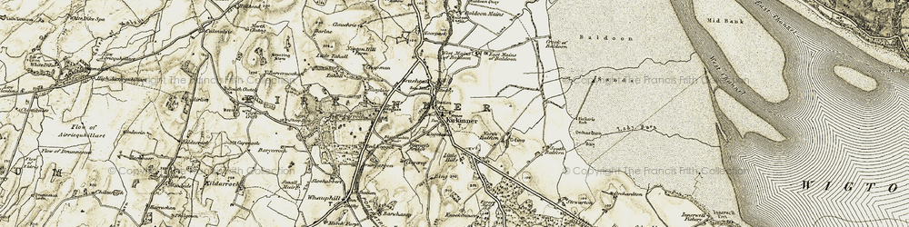 Old map of Kirkinner in 1905
