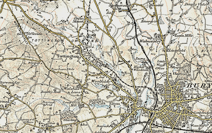 Old map of Burrs Country Park in 1903