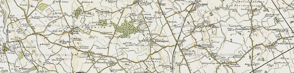 Old map of Kirklington in 1903-1904