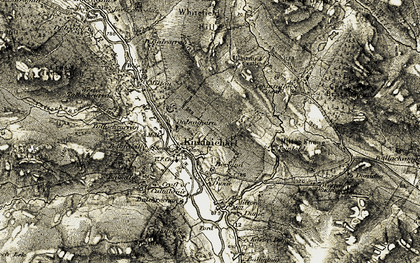 Old map of Allt Menach in 1907-1908