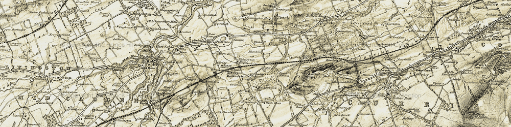 Old map of Kirknewton in 1903-1904