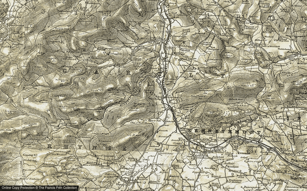 Old Map of Historic Map covering Bogs of Noth in 1908-1910