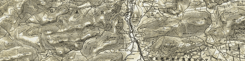 Old map of Bogs of Noth in 1908-1910