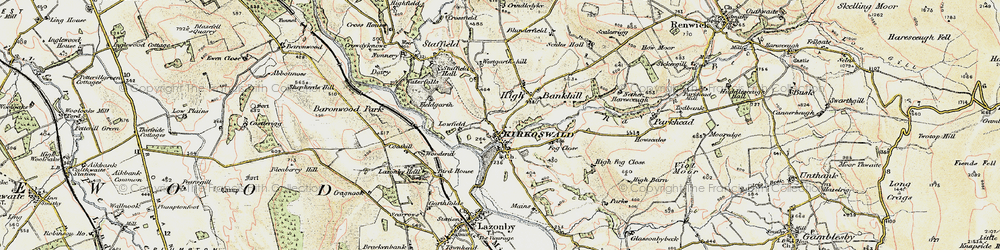 Old map of Kirkoswald in 1901-1904