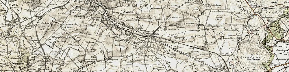 Old map of Kirkpatrick-Fleming in 1901-1904