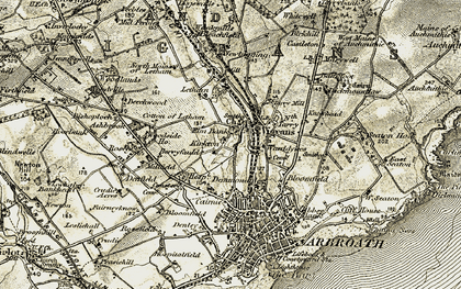 Old map of Berryfauld in 1907-1908