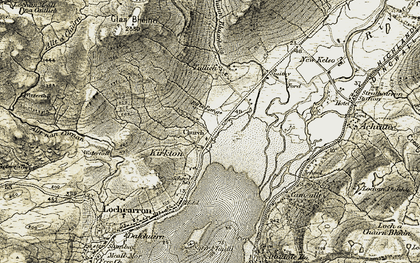 Old map of Abhainn Bhuachaig in 1908-1909