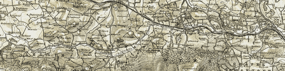 Old map of Burryhillock in 1908-1910