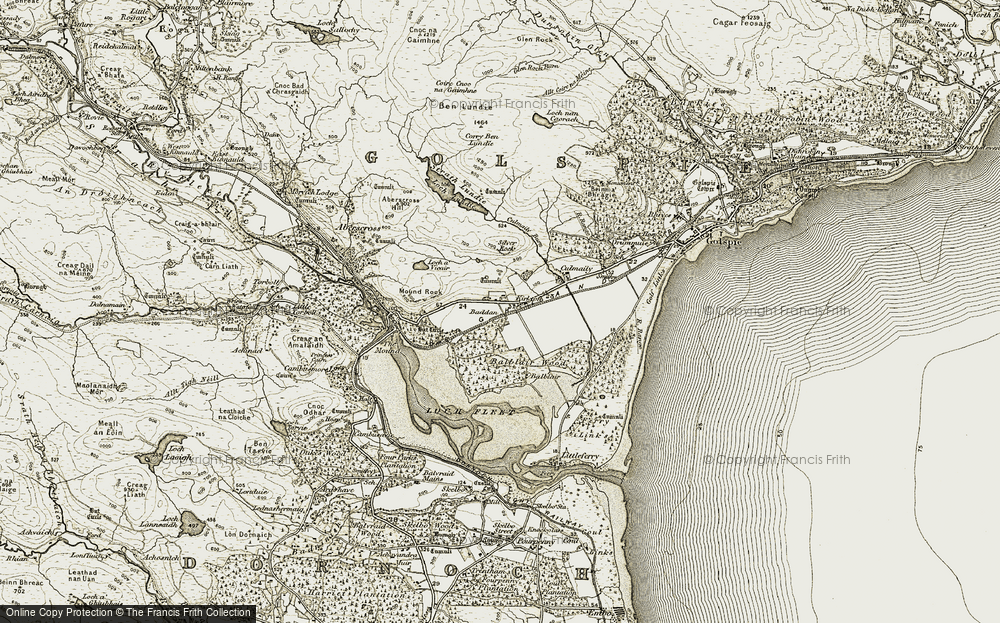 Old Map of Historic Map covering Balblair in 1910-1912