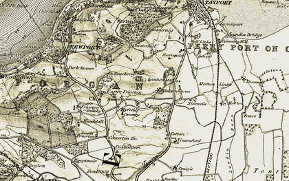 Old map of Inverdovat in 1907-1908