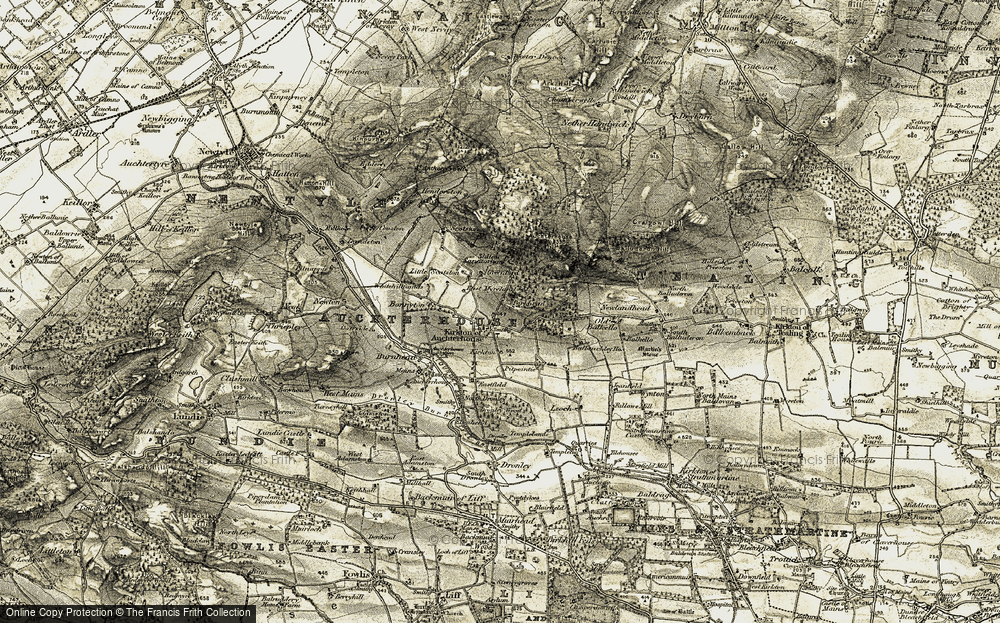Old Map of Kirkton of Auchterhouse, 1907-1908 in 1907-1908