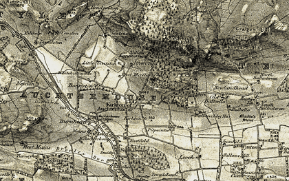 Old map of Kirkton of Auchterhouse in 1907-1908
