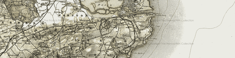 Old map of Kirkton of Craig in 1907-1908