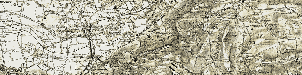 Old map of Kirkton of Cults in 1906-1908