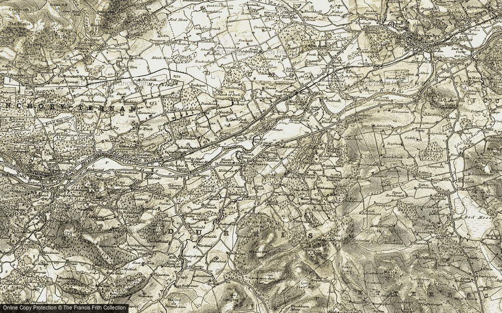 Old Map of Kirkton of Durris, 1908-1909 in 1908-1909