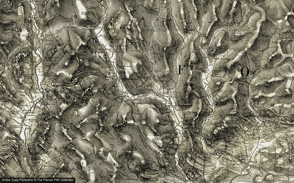 Old Map of Kirkton of Glenisla, 1907-1908 in 1907-1908