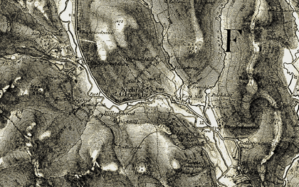 Old map of Kirkton of Glenisla in 1907-1908