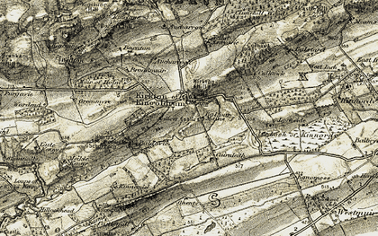 Old map of Kirkton of Kingoldrum in 1907-1908