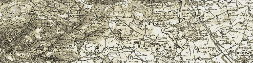 Old map of Kirkton of Lethendy in 1907-1908