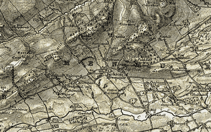 Old map of Kirkton of Menmuir in 1907-1908