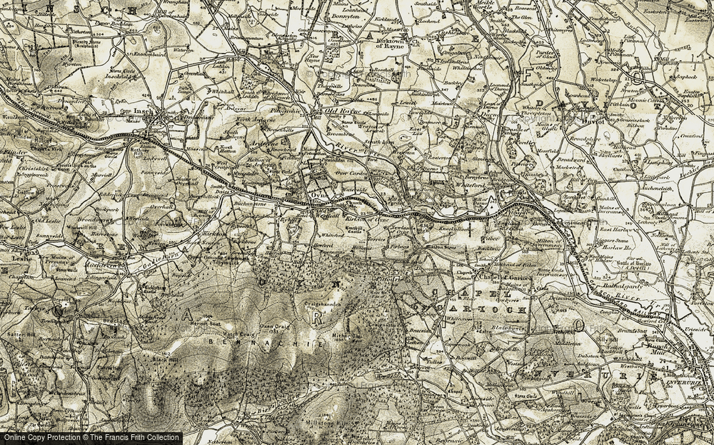 Old Map of Historic Map covering Harthill Castle in 1908-1910