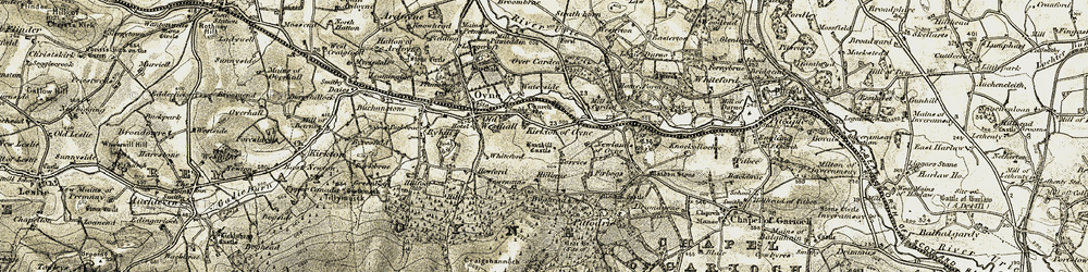 Old map of Harthill Castle in 1908-1910