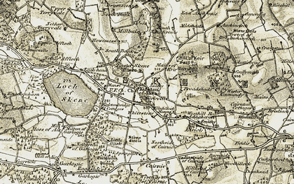 Old map of Kirkton of Skene in 1909