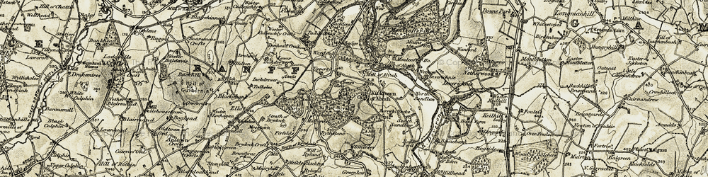 Old map of Bridge of Alvah in 1910