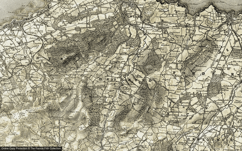 Old Map of Historic Map covering Whiteknowes in 1910