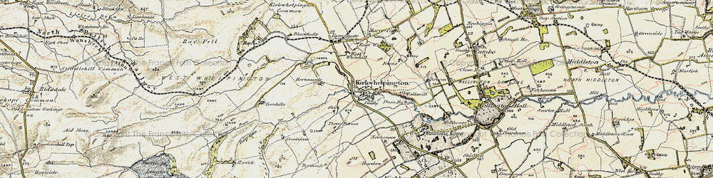 Old map of Kirkwhelpington in 1901-1903