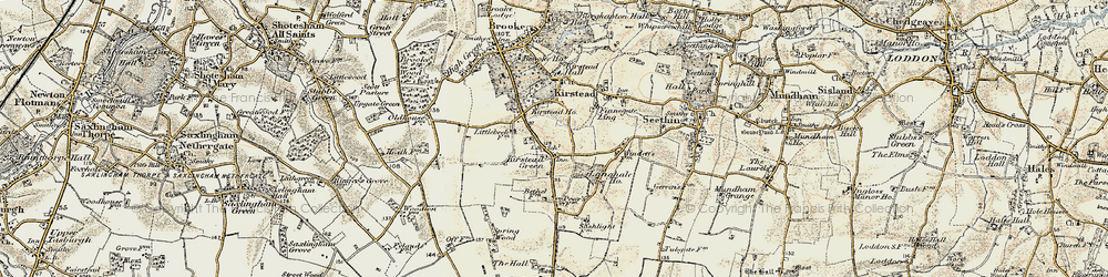 Old map of Kirstead Green in 1901-1902