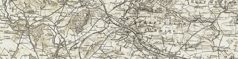 Old map of Langshaw Ho in 1901-1904