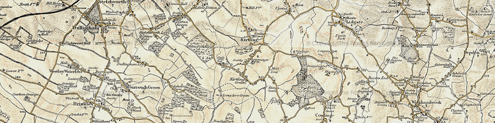 Old map of Kirtling in 1899-1901
